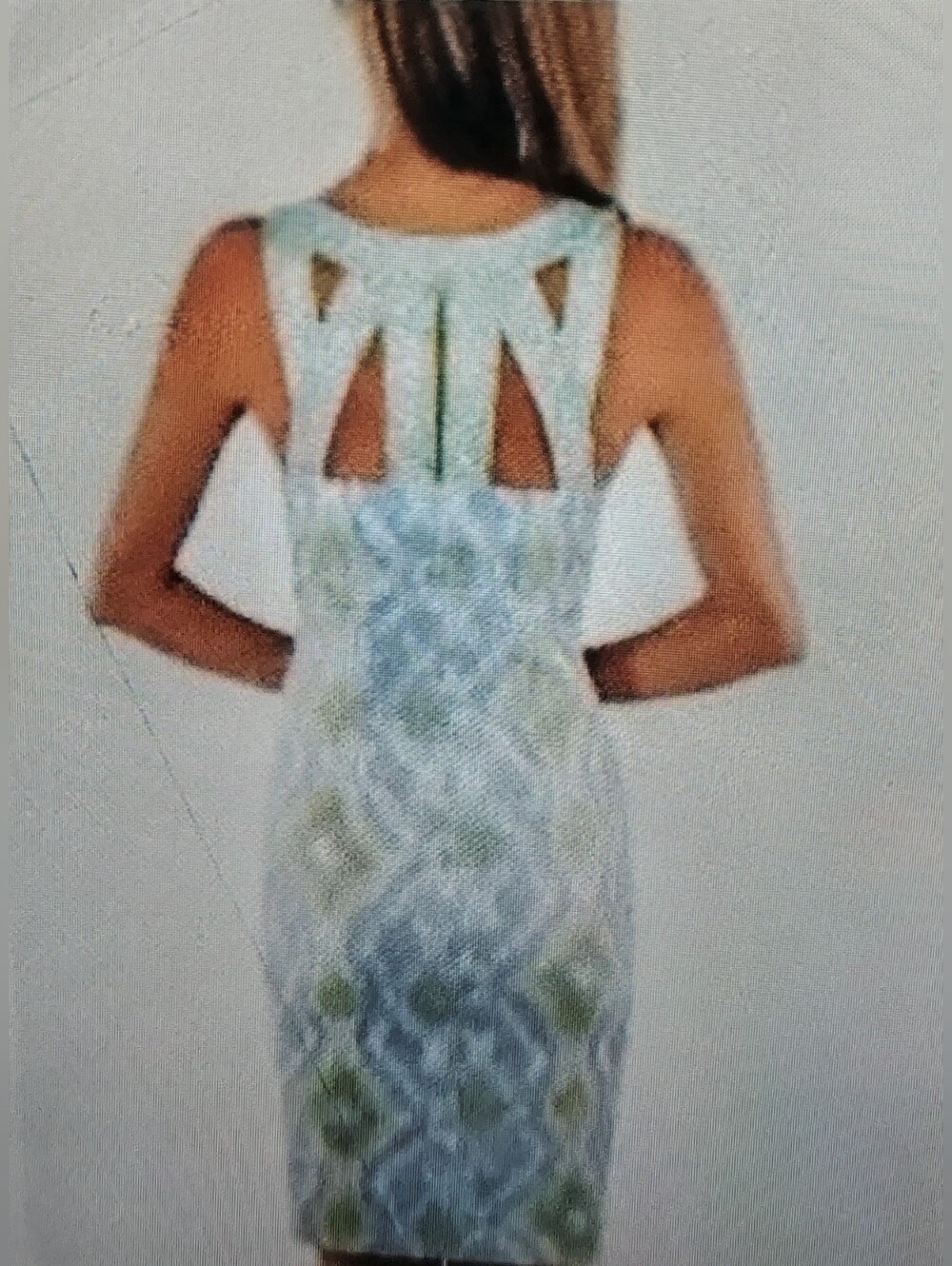 Gretchen Scott Isosceles Kitt Ikat Mini Resort Dress Blue & Lime Cutout-Back XS